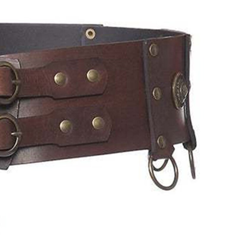 Cinturón de cuero ancho para hombre y mujer, accesorio de cintura para disfraz de poeta Steampunk de la Edad Media vikingo Vintage, Medieval, Larp, Elf, Ranger