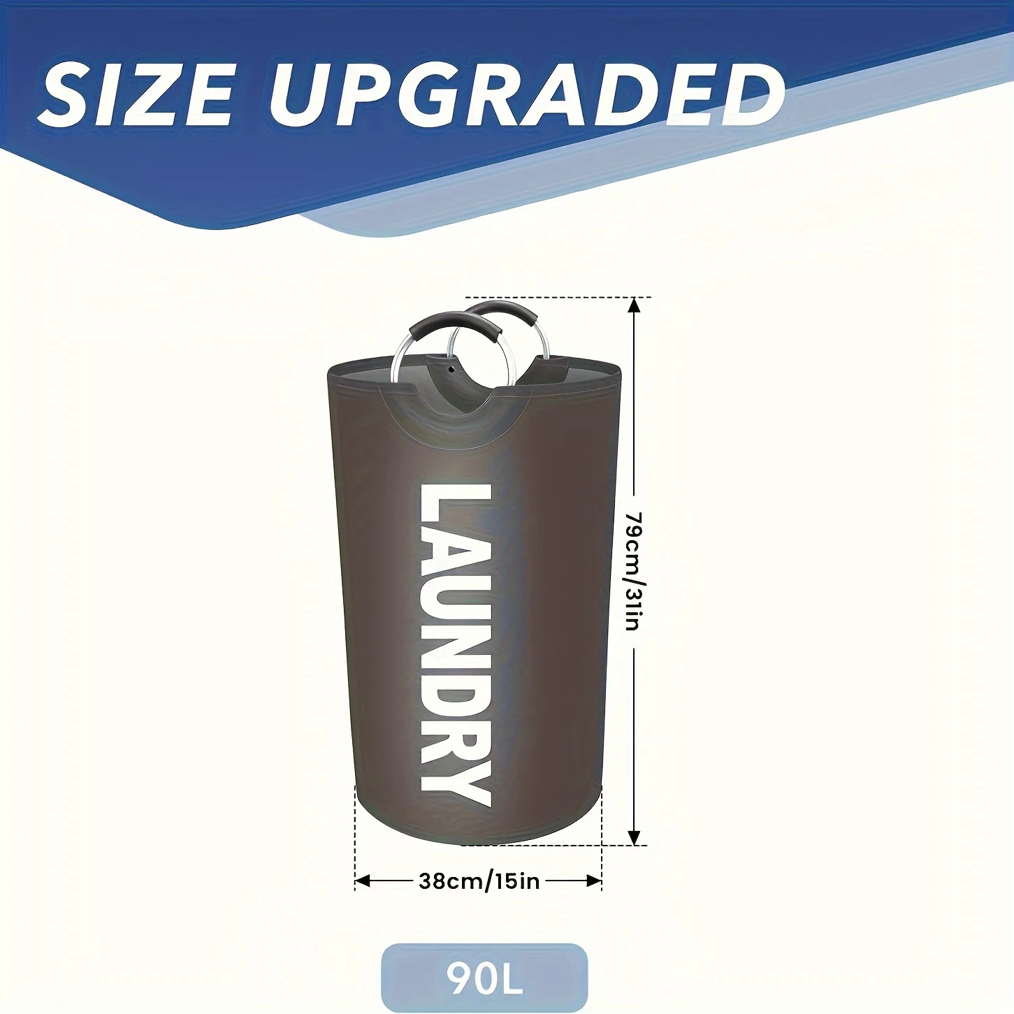 90L Large Laundry Basket, Collapsible Laundry Bag, Freestanding Tall Clothes Hamper, Foldable Washing Bin