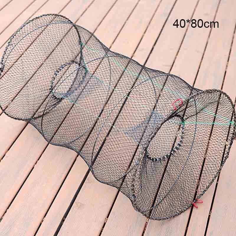 Visnet Levende Vis Garnalen Lokken Nylon Netten Zwart/Groen 4 Maten Varieert Vissen Opvouwbare Draagbare Rivierkreeft Catcher Visnetten: Black 40x80cm