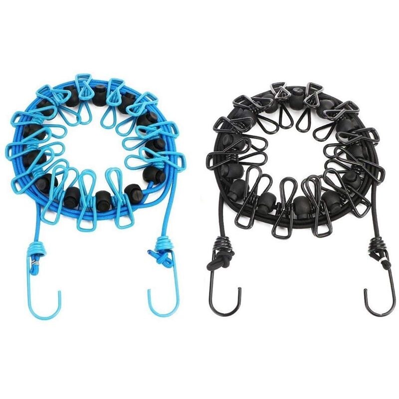 2 Pack Portable Clothesline with 12 Clothespins,Windproof Travel Clothesline Stretchy Retractable Elastic Laundry Clothes Li: Default Title