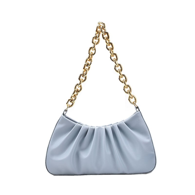 Vrouwen Schoudertas Oksel Dikke Ketting Schouder Handtas Pu Lederen Retro Hobos Vrouwen Handtassen Bolsa Feminina: blue