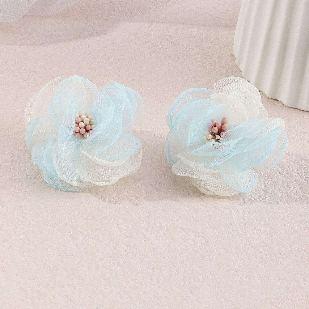 Neue Blume Ohrringe Frühling Sommer Super Gebühr Reise Hochzeit Polyester Blumen- Zucht Ohrringe Schmuck Für Frauen Mädchen: EZ4151lanbai