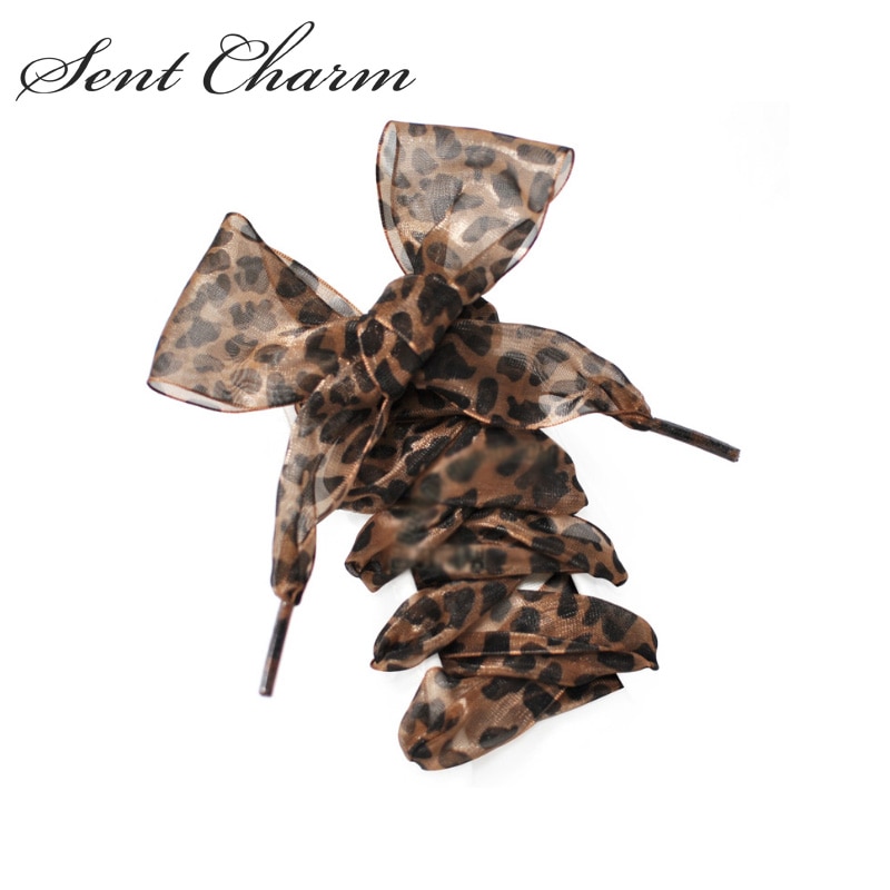 SENTCHARM 4cm largeur imprimé léopard lacets ruban plat Latchet pour chaussures de loisirs pour femmes 110/120/160cm