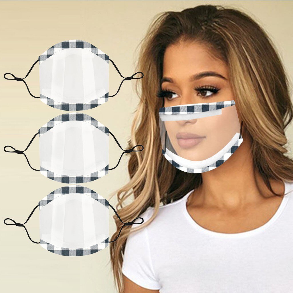 3Pcs Zichtbaar Transparant Masker Prints Masker Met Spons Edge Clear Venster Zichtbaar Gezicht Cover