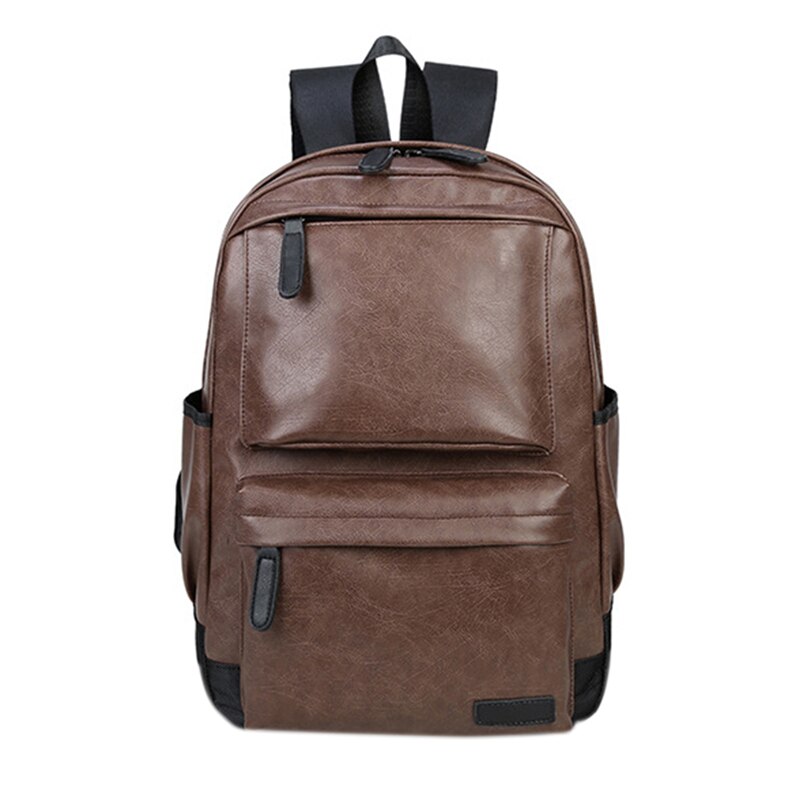 Unisex Business Backpackl Backpacks Travel Bag Black Pu Leather Men's Shoulder Bags Teenage Backpack Men Casual Bag: Brown