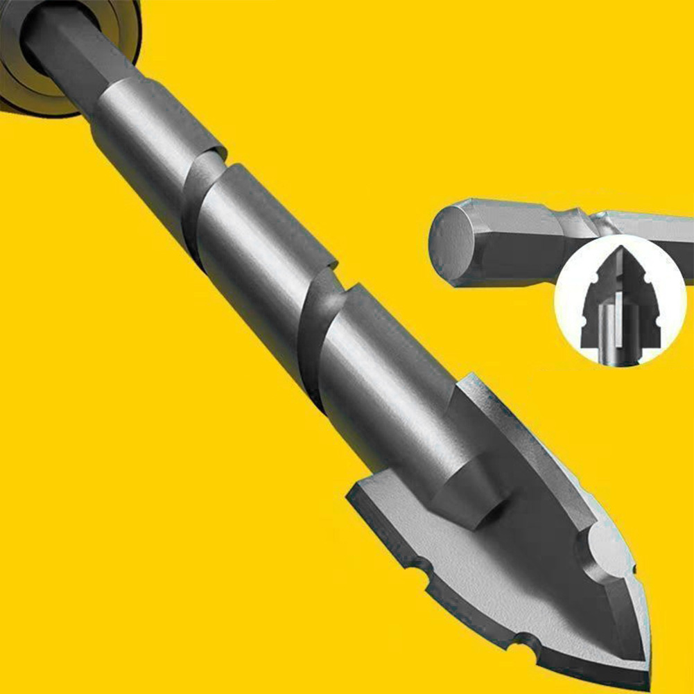 5pcs Four-Flute Eccentric Drill Drilling Glass Tile Punching Triangle Drill Bit For Tile Glass Hard Plastic Cement Granite Concr