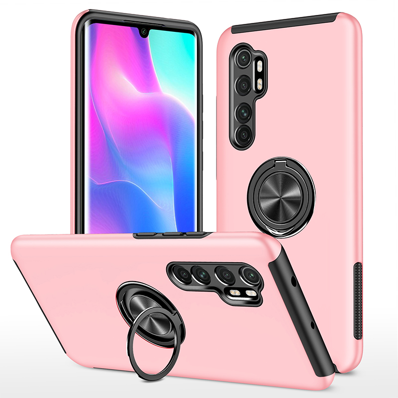 Coque blindée antichoc pour Xiaomi Mi Note 10 Lite, avec anneau métallique magnétique et support de protection arrière: Rose Gold