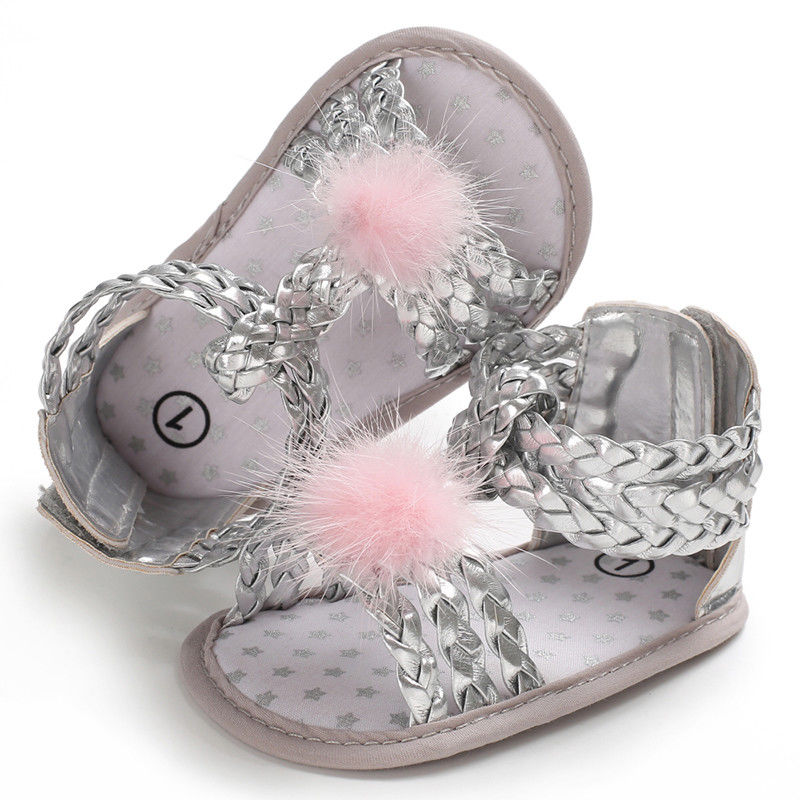 2019 Recém-nascidos Sandálias Tamancos Infantil Da Menina Do Bebê Sandálias de Sola Macia Sapatos Da Criança Verão Sandálias Bowknot: Prata / 7-12 meses
