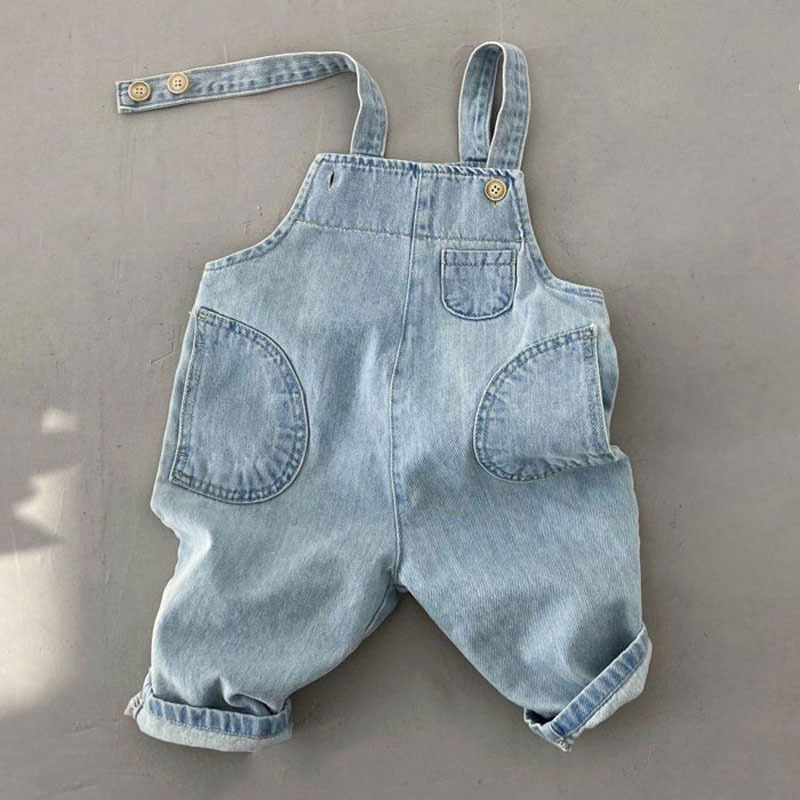 2022 Lente Zomer Koreaanse Stijl Baby Kleding Pasgeboren Baby Denim Riem Broek Jongens Meisjes Jean Kid Cowboy Katoen Pocket Broek