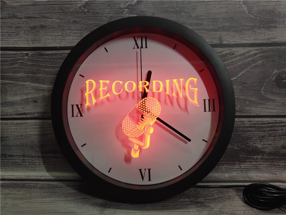 Recording On The Air Radio Studio APP RGB 5050 LED Neon Light Signs Wall Clock