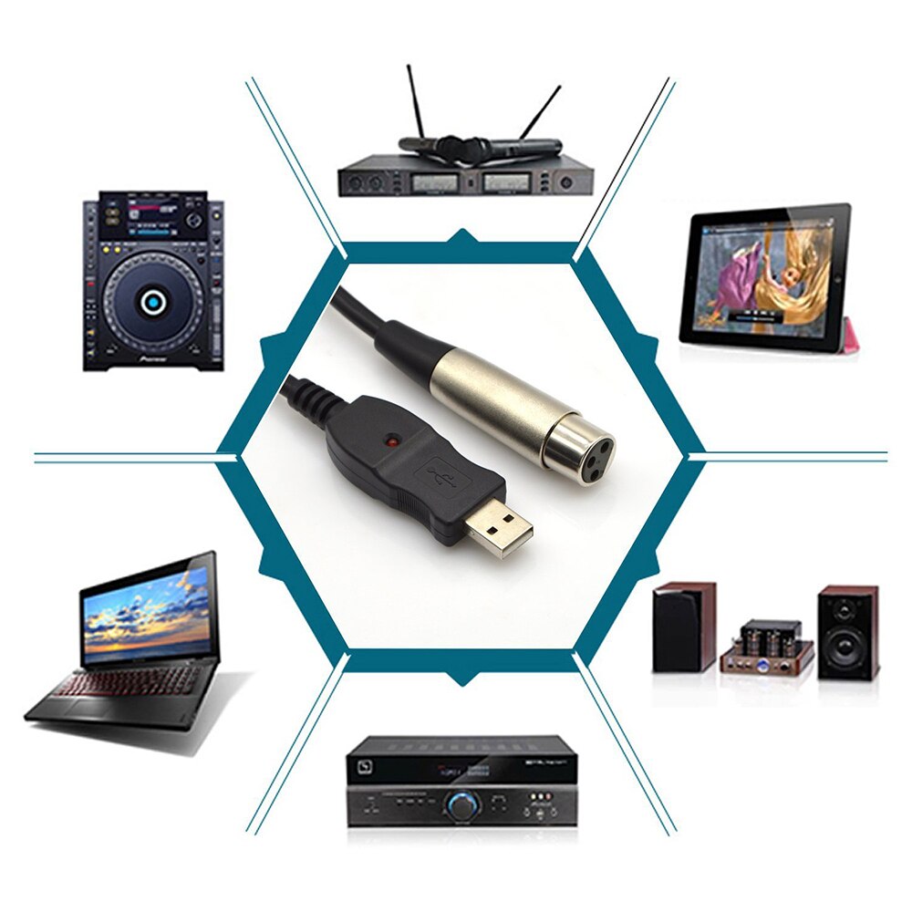 USB to XLR microphone cable USB to XLR usb microphones recording cable USB microphone cable 3 meters