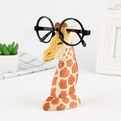 Massief houten brilmontuur, gesneden displayrek, dier, massief houten sieraden, retro, giraffe, alpaca, ornamenten: Groente