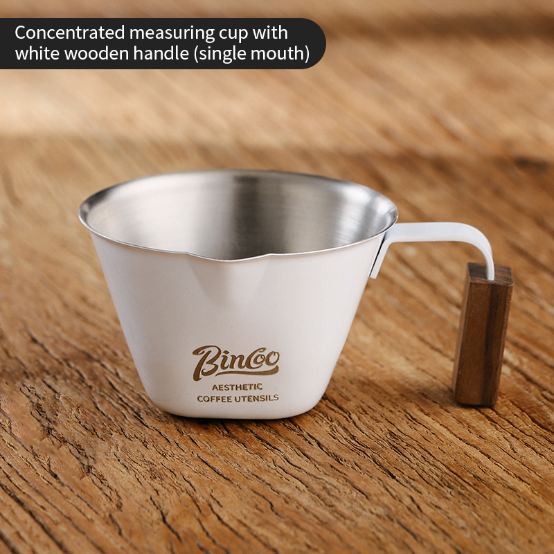 Taza medidora de café expreso con mango de escala, taza medidora de café de acero inoxidable, accesorio medidor de cocina para el hogar: Gris claro