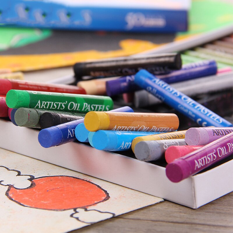 48 Colors Round Shape Oil Pastel for Artist Student Graffiti Painting Drawing Pen School Stationery Art Supplies Soft Crayon