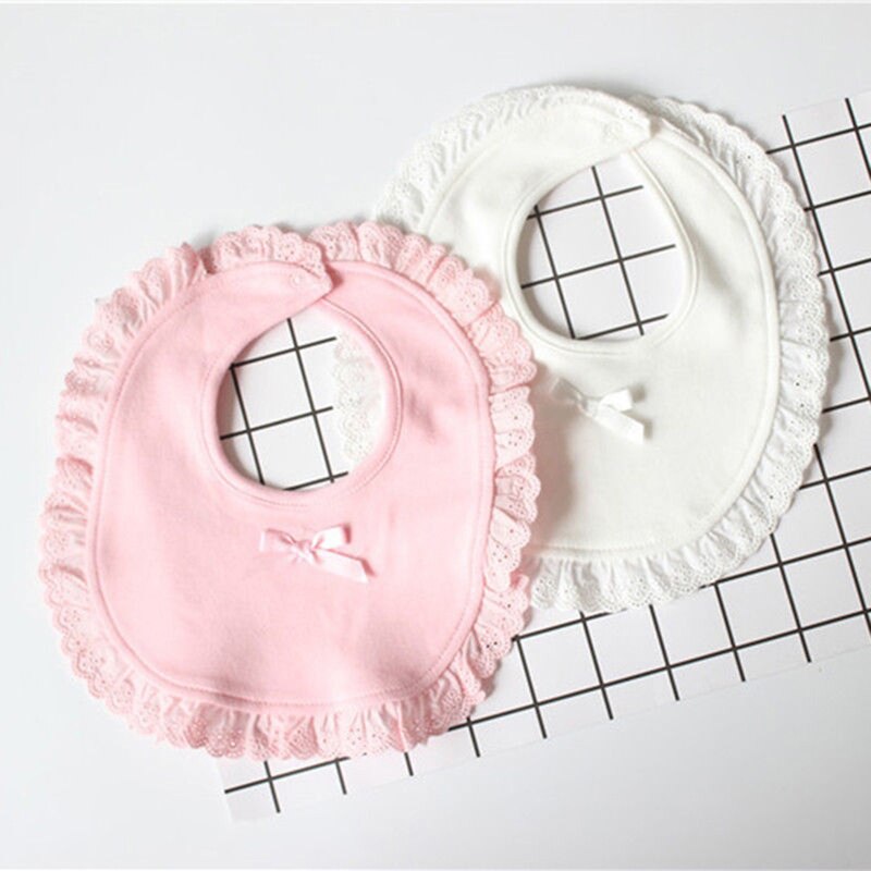 Neue Baumwolle Spitze Baby Slabbetjes Nette Bowknot Rülpsen Baby Lätzchen Rosa Weiß Baby Mädchen Schönen Lätzchen Kleinkind Speichel Handtücher Lätzchen