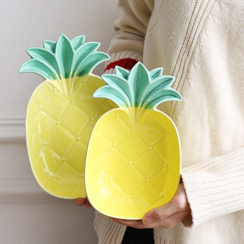 Ménage nouveauté ananas forme assiette en céramique Dessert aux fruits concis assiette à pâtisserie