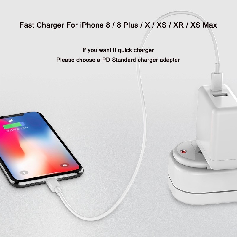 Câble de charge rapide PD pour USB C la foudre pour iPhone Xs X 8 broches à TypeC 3A chargeur rapide pour Macbook foudre de Type C au téléphone