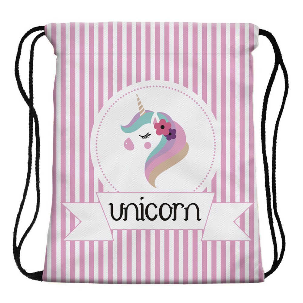Deanfun 3D imprimé sac à cordon rayé licorne filles cartables pour Organzier 60133