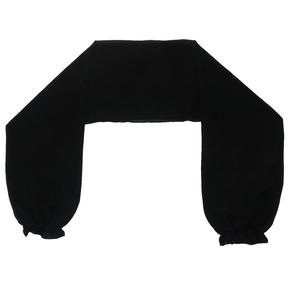 Kvinnor chiffong körning uv skydd arm ärm ryggdrag täcka sjal wrap topp halsduk cape sommar strand sport manschett axel: Svart