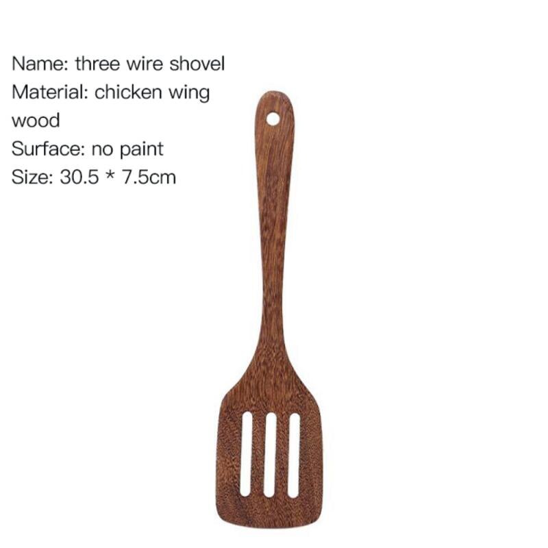 Natuurlijke Houten Servies Lepel Pollepel Turner Lange Rijst Vergiet Soep Skimmer Koken Lepels Scoop Keuken Tool Set: 08