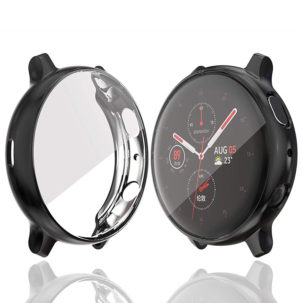 Tpu-hoesje voor galaxy watch active 2, 44mm hoesjes, schermbeschermer, antikras, zachte beschermbumper voor samsung active 2, 40mm hoesje: Zwart / Actief 2 40mm