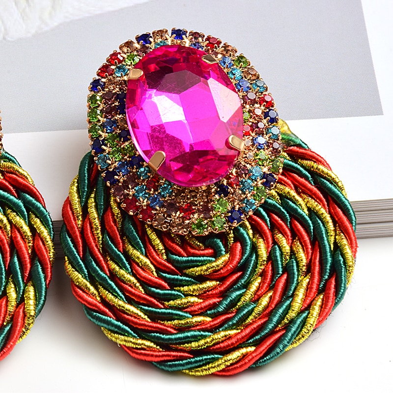 Style Colorful Crystal Earrings High Rhinestone Handmade Round Earring Jewelry Accessories For Women