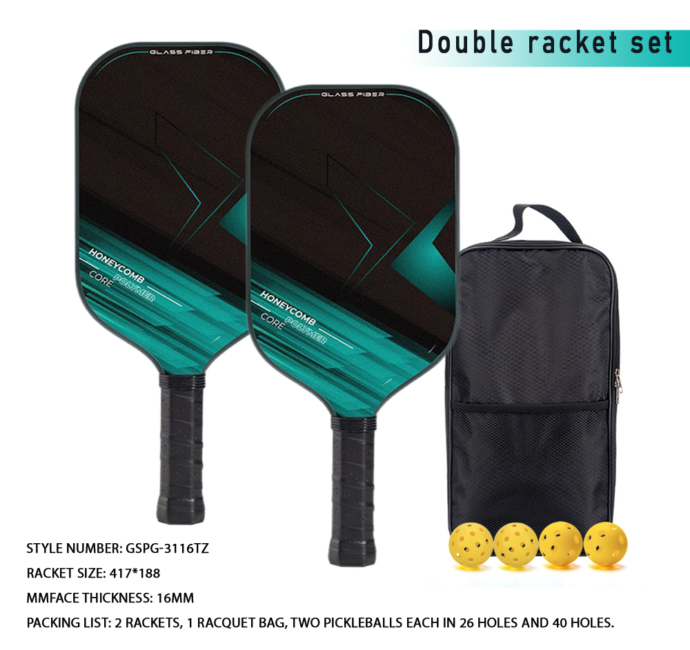 Pickleball-peddel van glasvezel van ruimtevaartkwaliteit - Ultieme controle, lichtgewicht en duurzaam - Pro train/turnament Ready-tennisracket: Black