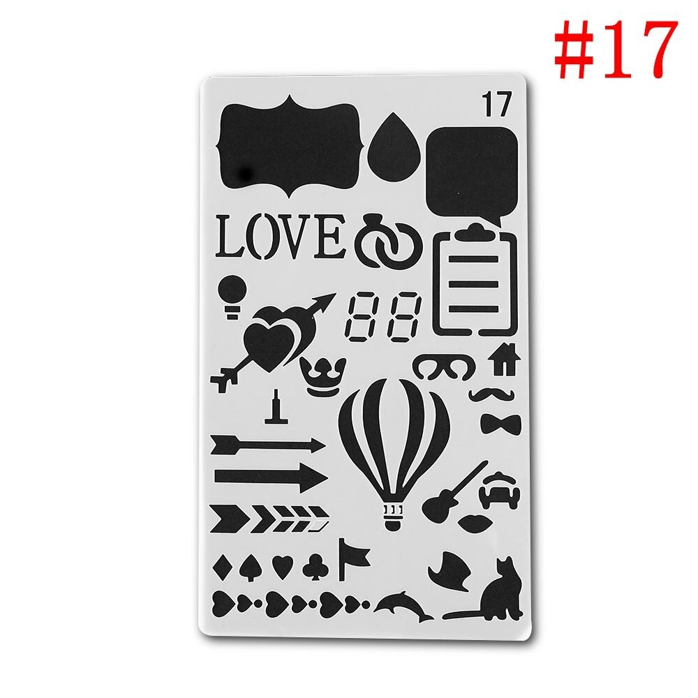 1pc Hollow Ruler Plastic Stencils Bullet DIY Journal Stencil Template Journal Notebook Diary Scrapbook Stationery Portable Art: 17