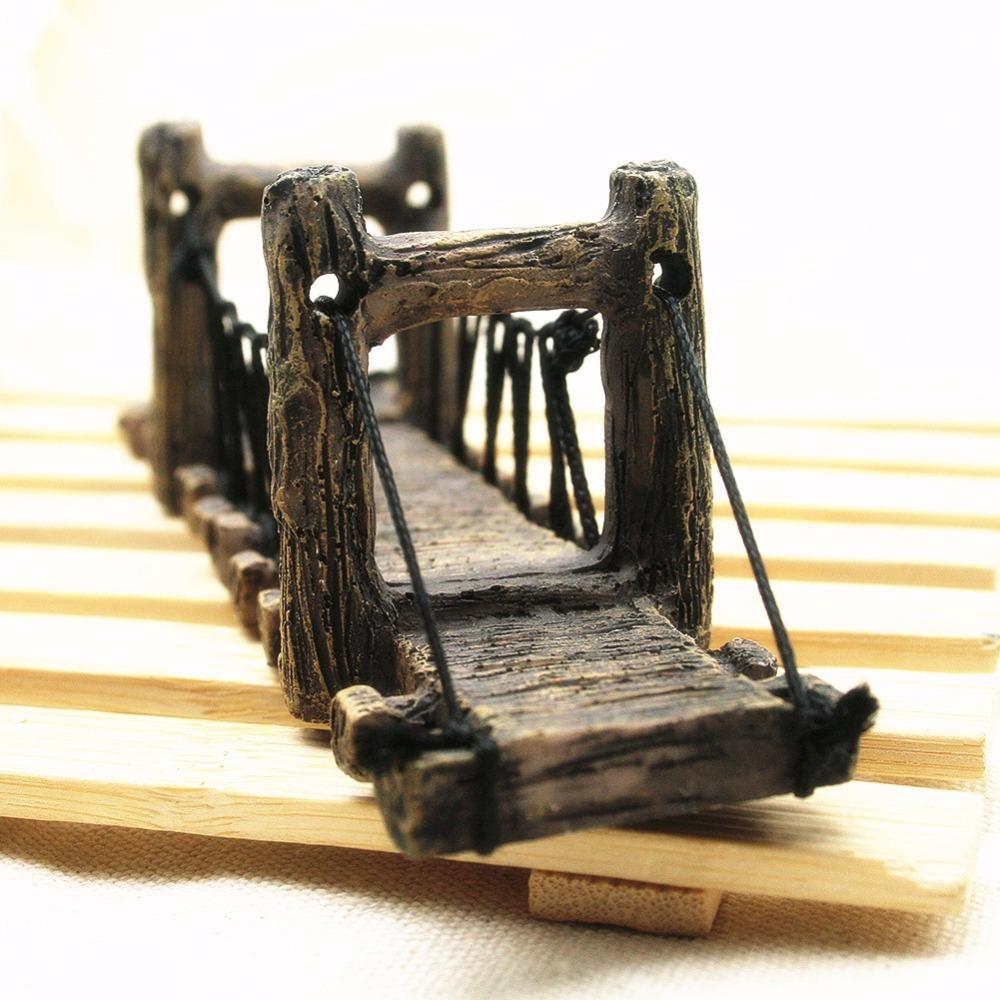 Decoración de puente de imitación para Tortuga, terraza, acuario, adornos, pecera, paisaje, Color madera, puentes, decoración de acuario