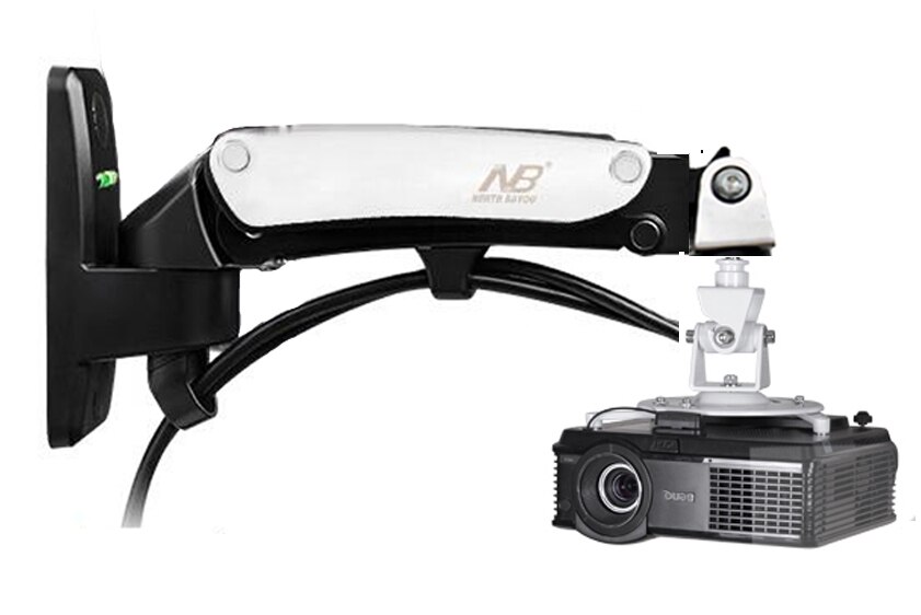 DL-F120PR3 universal projector wall mount stand gas spring 1-6kg with projector hook tray 3 holes 4 holes: Silver