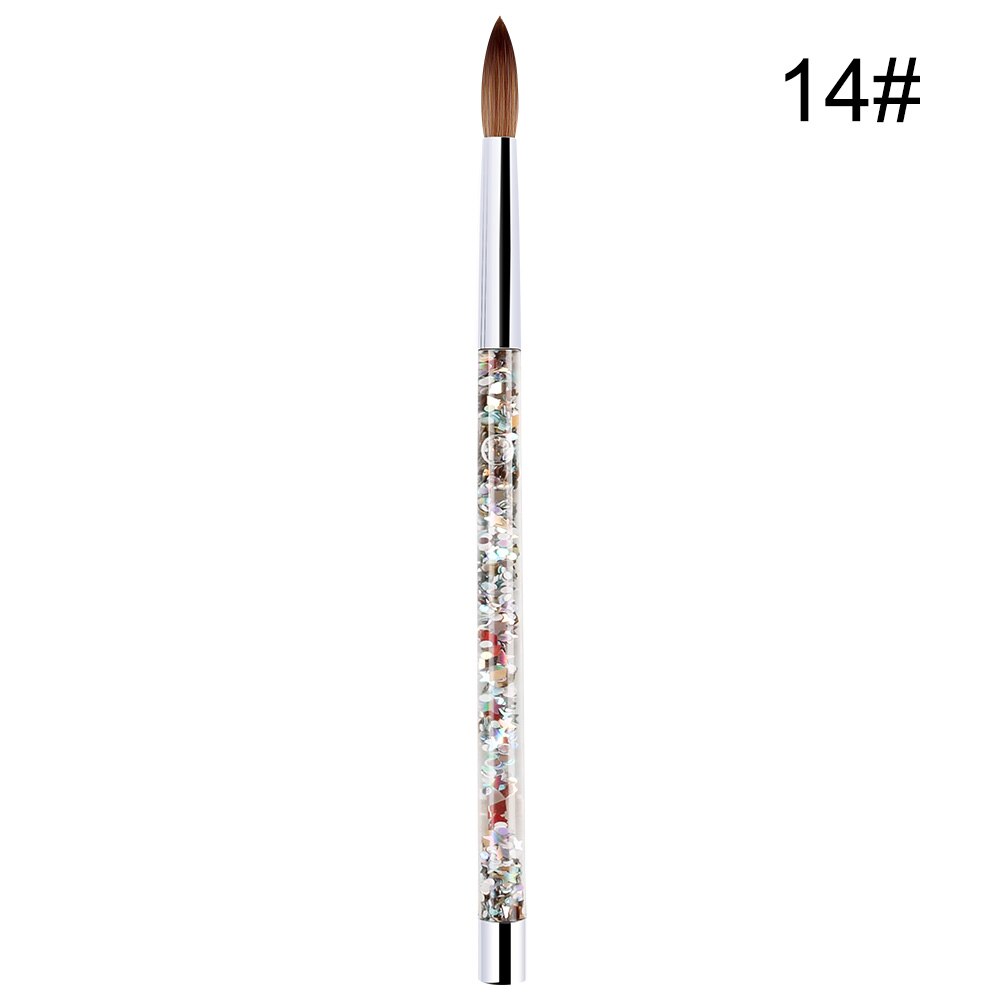 1PC Acrylic Nail Art Brush UV Gel Carving Pen Brush Liquid Powder DIY Nail Drawing Glitter Handle Round Oval Painting Brush: A-14