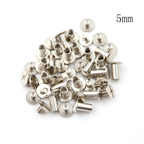 20PCS 6Sizes M5*12mm M5*10mm M5*8mm M5*6mm M5*5mm M5*4mm Nickel Binding Screws Nail Rivets For Bag Parts Accessories 5x6mm: M5x5mm