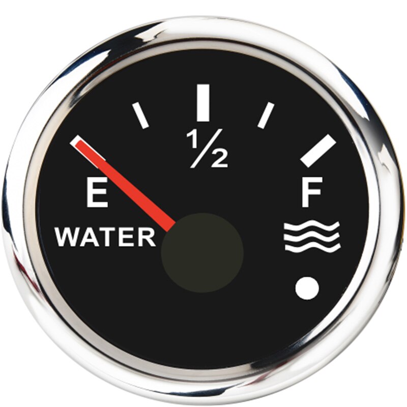 0-190ohm Auto Marine Water Level Gauge 52mm Boat Water Tank Level Gauge Indicator with Low Warning Light
