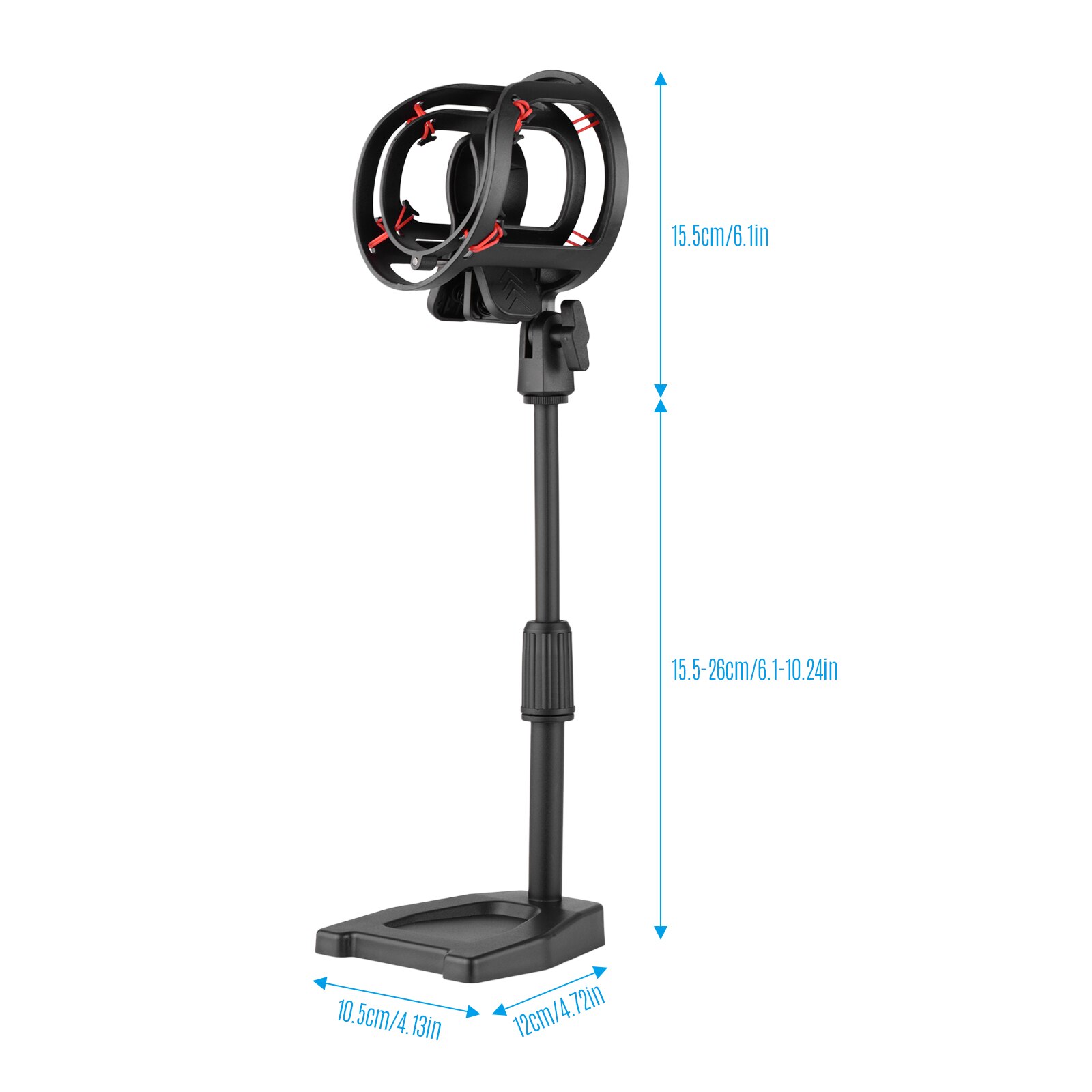 Height Adjustable Microphone Table Stand with Shock Mount 26cm/10in for Condenser Microphone