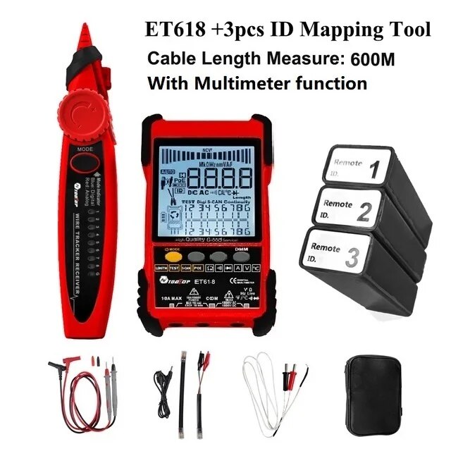 Ai äußern Sammlung Tooltop Netzwerk Kabel Tester Multimeter lan Kabel Verfolgung Poe Prüfung 400m/600m Länge messen Empfindlichkeit: Schwarz
