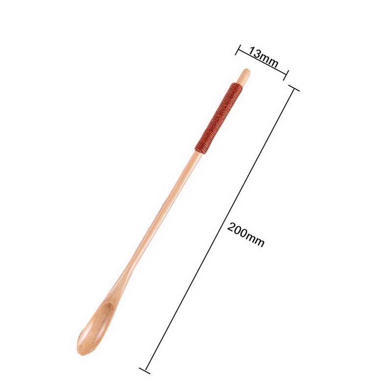 Punho longo colher de madeira natural colheres de chá de café de madeira alongamento mexendo colher 20x1.7cm cozinhar catering colher cozinhar ferramentas: B3