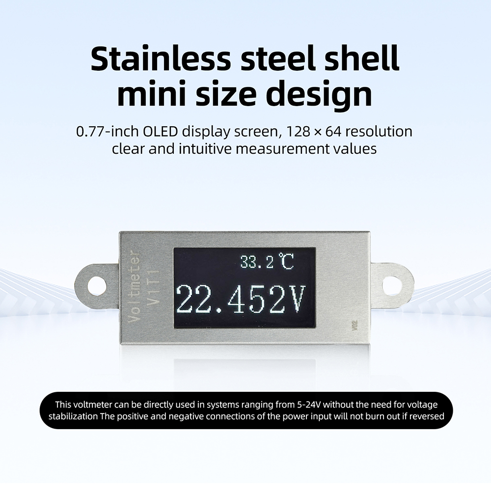 0.5 Inch DC5-30VOLED Display Digital Voltmeter Digital Temperature Sensor NTC Probe 1-6S Voltage Monitoring