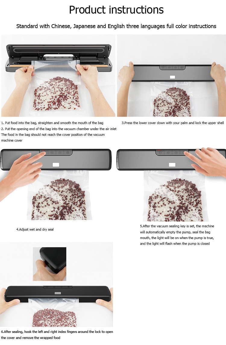 Max 34CM vacuum sealer dry and wet machine dual-purpose automatic vacuum packaging household sealing machine 20PCS free