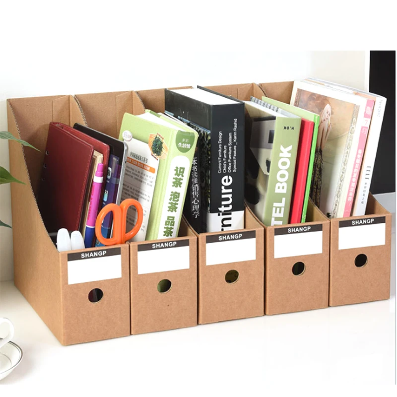 Magazine File Holder Organizer Box,Drawer Kraft Paper File Holder Office Supplies Desk Storage Organizer Documents File Box