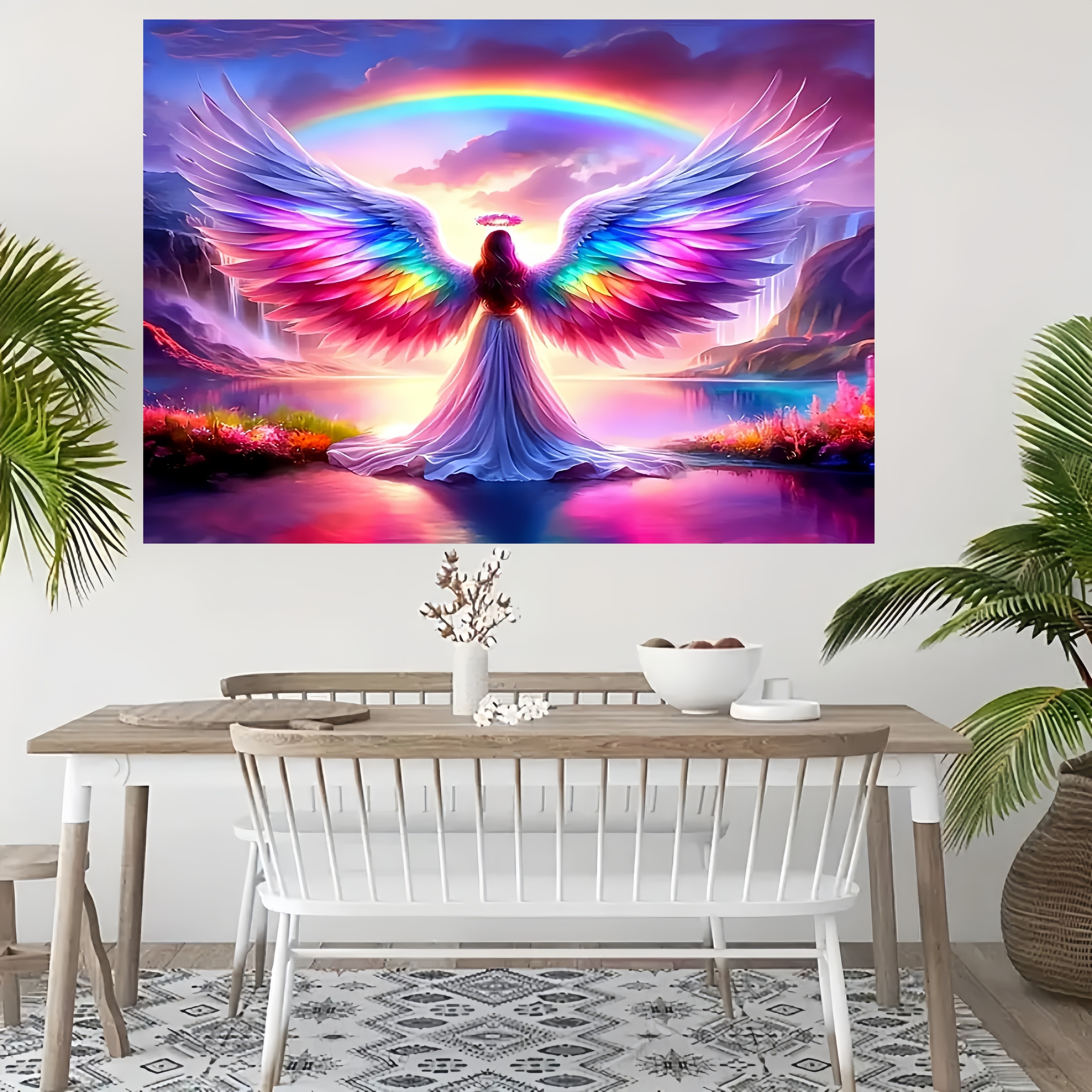 1000 sztuk drewniane puzzle tęczowe skrzydło anioła fantazyjny krajobraz kreatywny prezent dla noworodków rodzice motyw wystrój pokoju dziecięcego