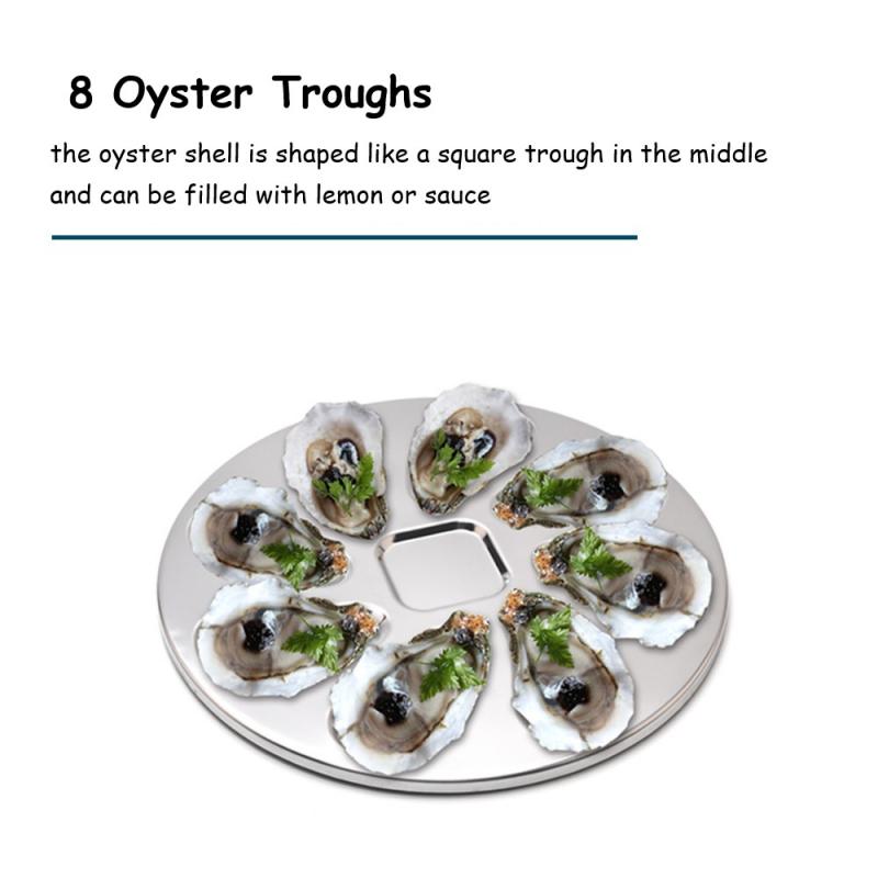 8 Slots Large Oyster Plate Stainless Platter Unmarked Platter French Oyster Mussel Shellfish Seafood Tray Home Restaurant Dish