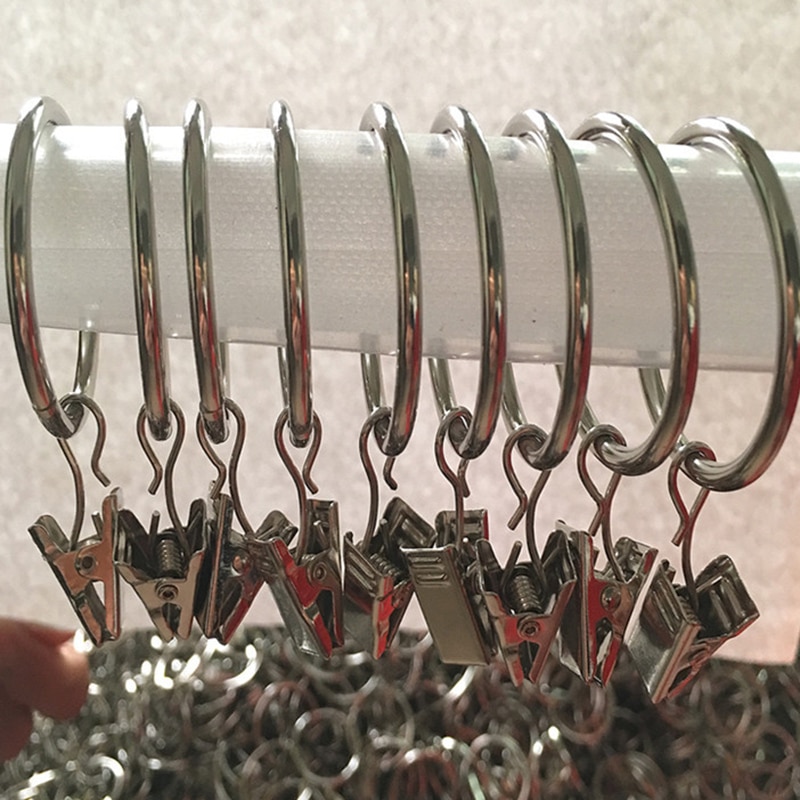 10pcs Stainless Steel Hook Metal Rings Removable Clips with Eyelets For Window Curtain Draperies Clothes Practical