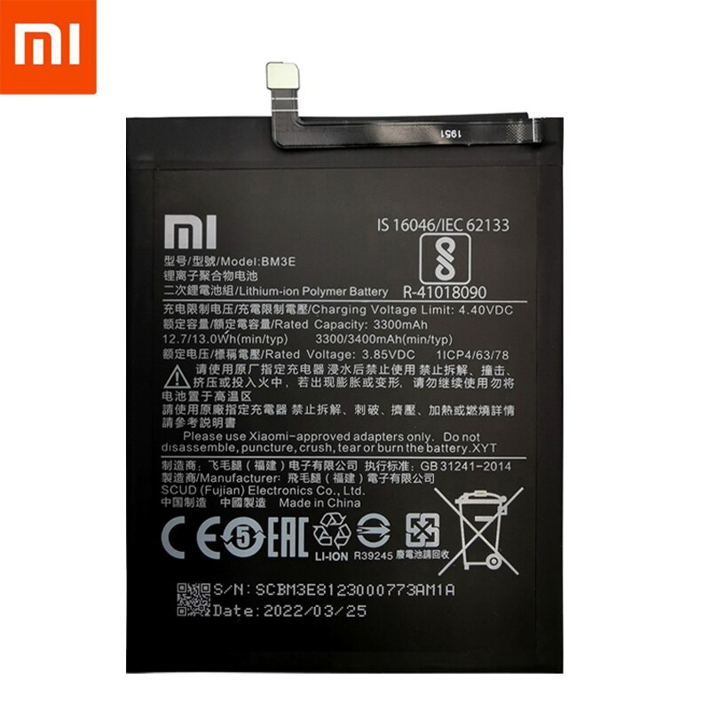 2022 100% Original Xiao Mi Phone Battery BM3E for Xiaomi Mi 8 Mi8 M8 Real 3400mAh Replacement Batterie Bateria
