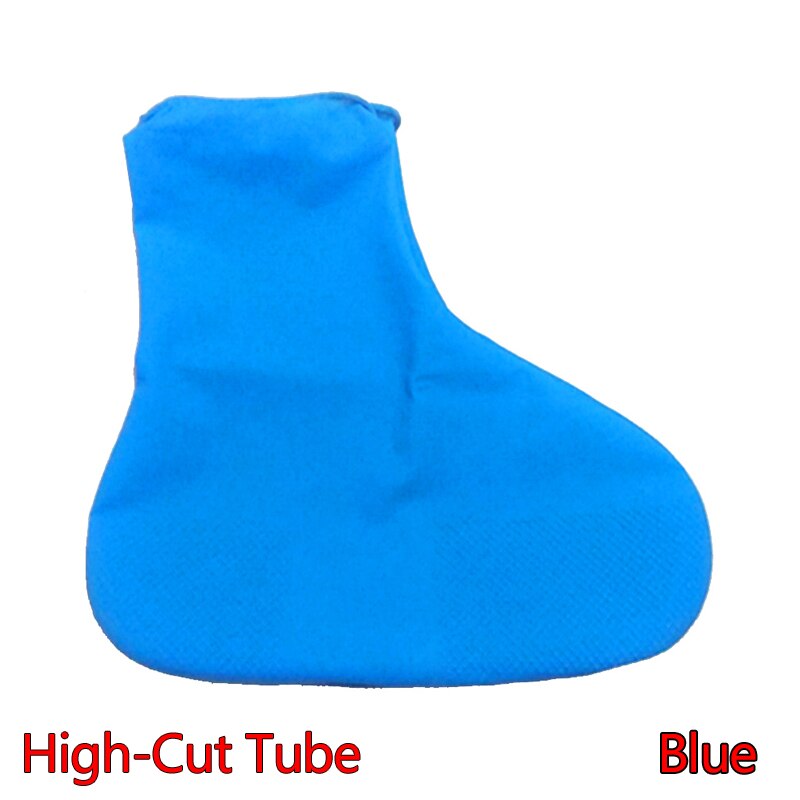 1 paar Wasserdichte Outdoor Latex Schuhe Abdeckungen Mehrweg Silikon Regen Schuhe Boot Abdeckungen Material Unisex Schuhe Non-slip Protektoren: High-Cut Tube Blue / M