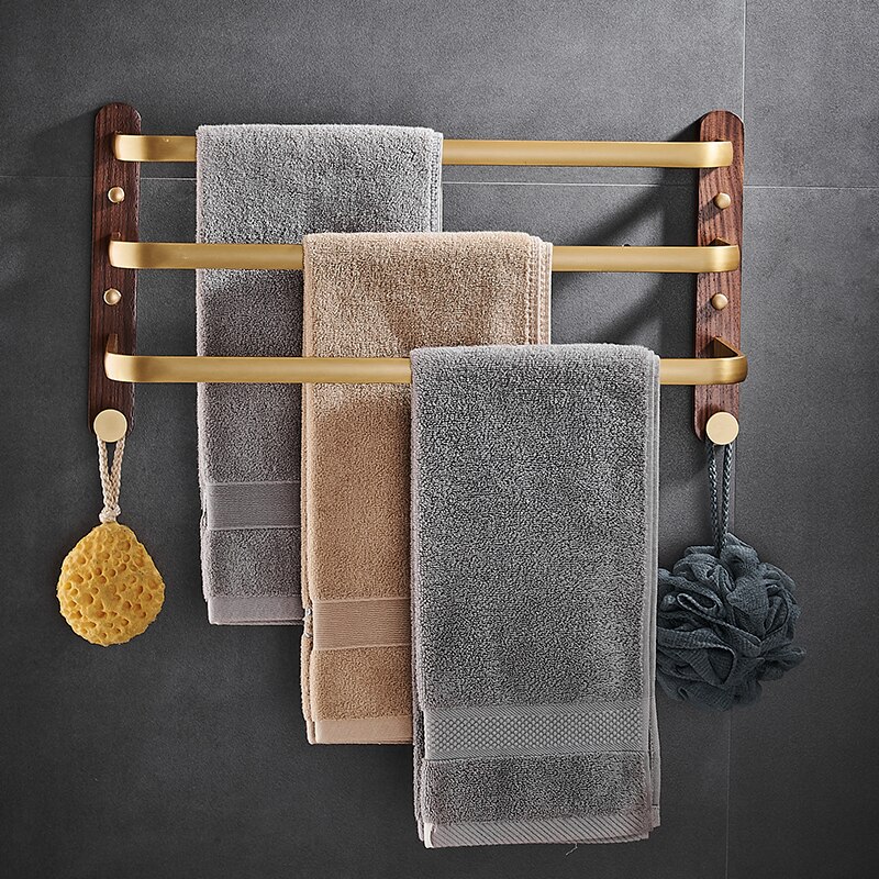Portasciugamani da bagno in legno di noce in alluminio porta asciugamani da bagno porta mensola in legno porta asciugamani per bagno