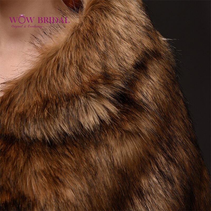 Wowbridal Noble Bruiloft Jas Onderdanig Faux Fur Criss-Cross Shawl Bridal Coat Accessoires PJ0074
