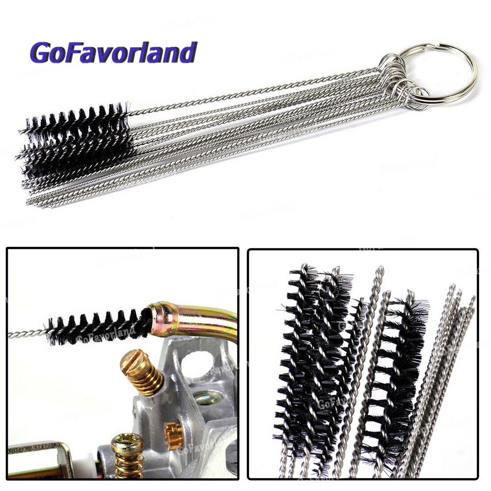 Car 10 Cleaning Needles 5 Brushes Tool Set Carburetor Carbon Dirt Jet Remove