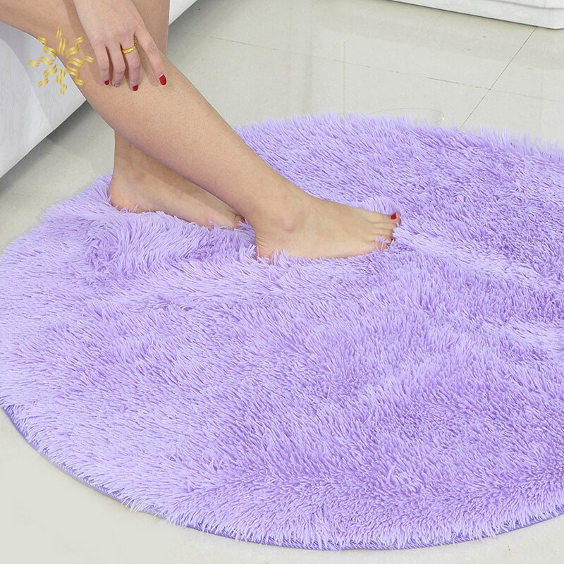 Super Soft Round Carpet Mat Fluffy Rugs Anti-Skid Shaggy Area Rugs Livingroom Bedroom Carpets Home