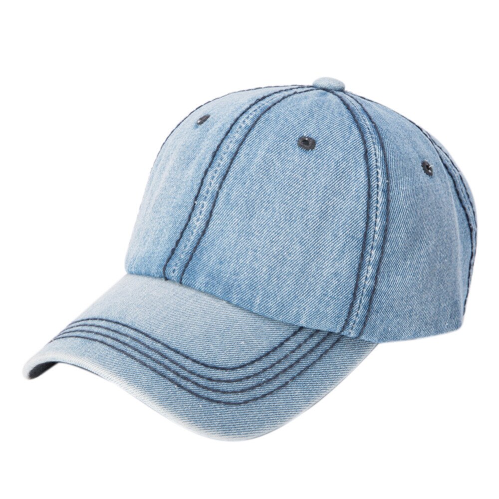 Venda quente feminino ajustável denim boné de tênis de beisebol ao ar livre simples pára-sol hip-hop hat dropshipping 0824: Light Blue