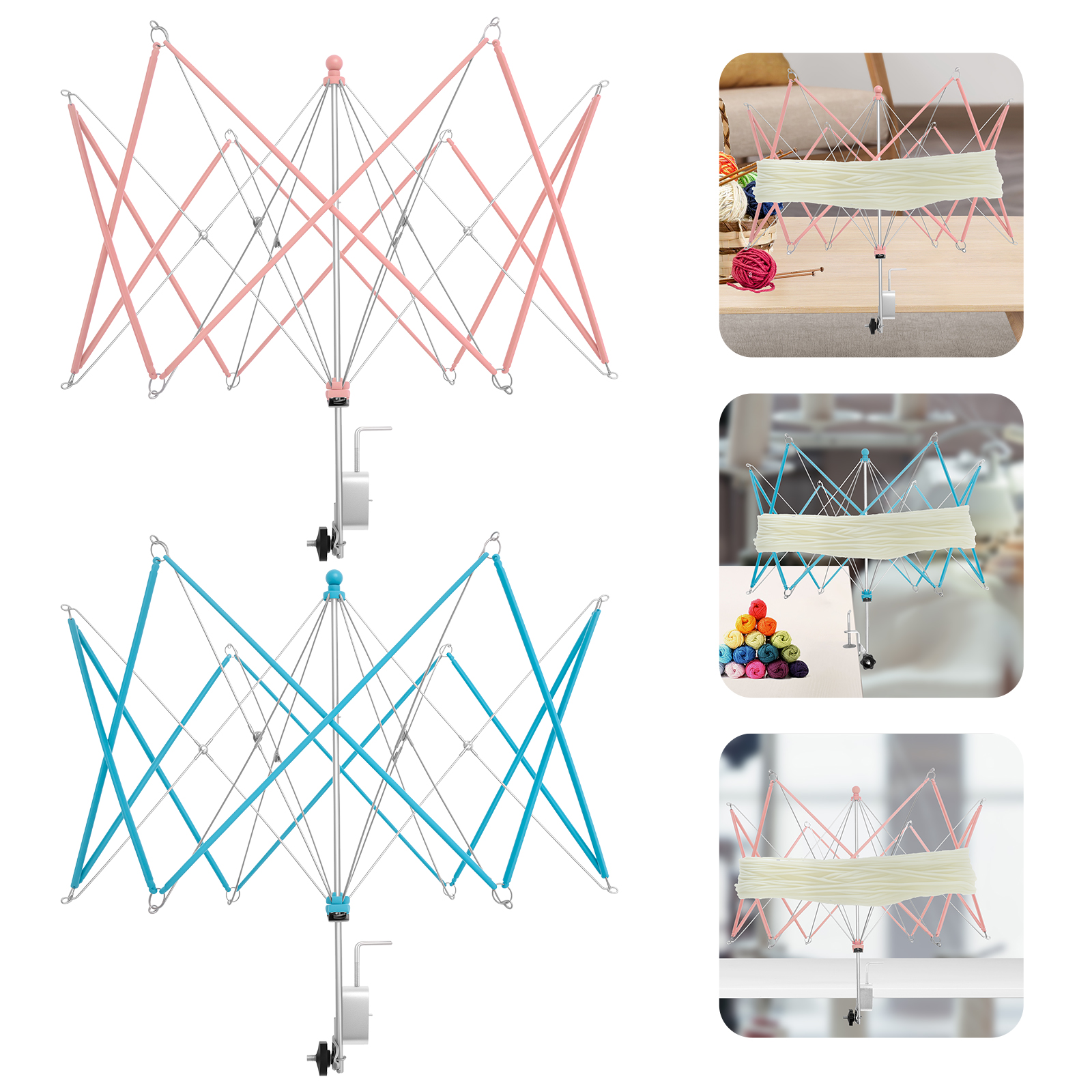 Umbrella Yarn Swift with Table Clamp Portable Yarn Swift Winder Essential Crochet Tools Easy Setup and Low Noise for Skeins